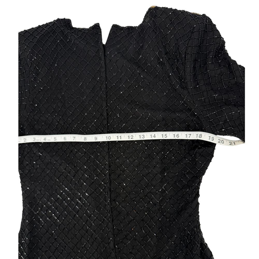 Royal Feelings Vintage 100% Silk Beaded Top Black Gold Sequin Evening Blouse XL - Picture 5 of 7